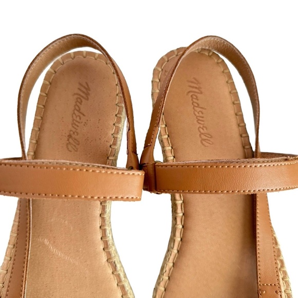Madewell The Hallie Espadrille Sandals Brown Leather Open Toe Flat Strappy Sz 11 - Picture 10 of 12